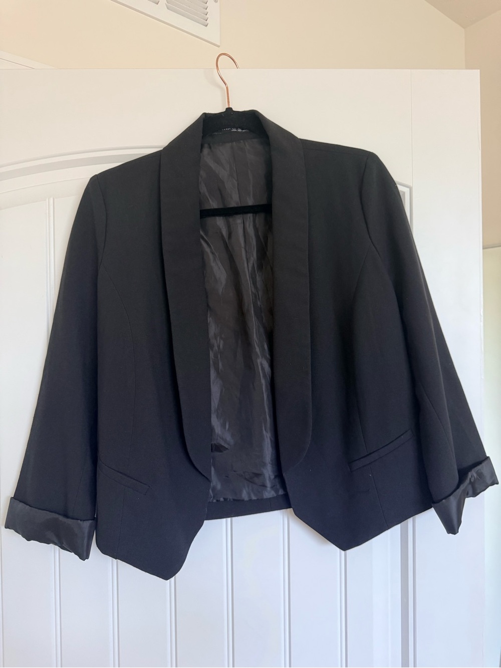 Black Women's Open Front Blazer Jacket